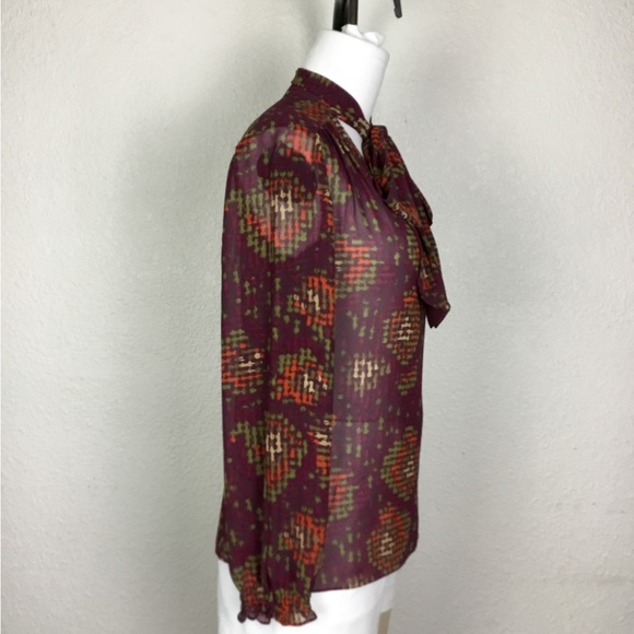 Nine West Womens Blouse Size M Geometric Print Multicolor Long Sleeve Vi… - Picture 11 of 13